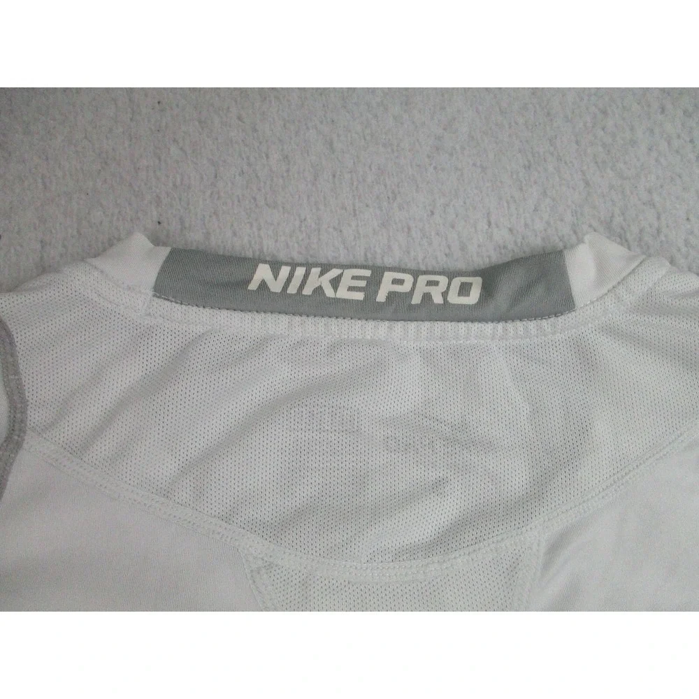 Nike Pro Shirt Mens XL Fitted White Long Sleeve Dri-Fit Training Gym Performance